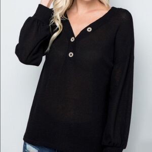 Button Front Waffle Top